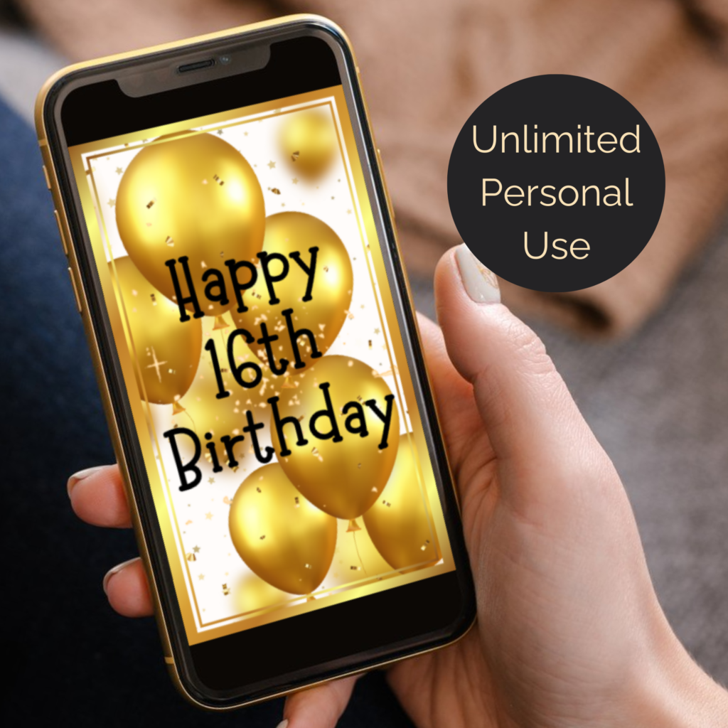 Animated birthday ecard for 16th birthday.