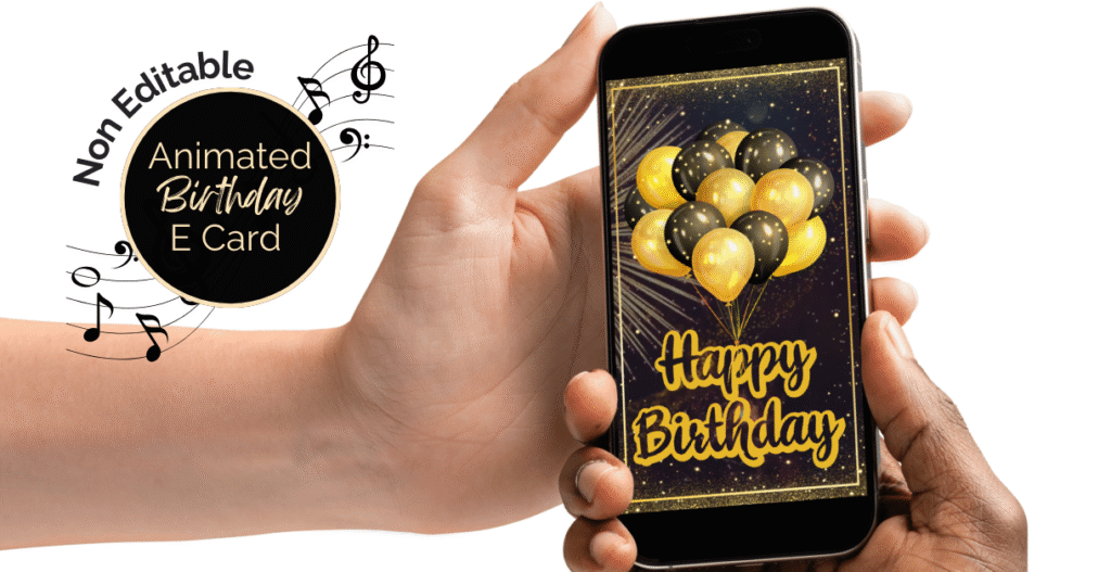 black and gold birthday ecard