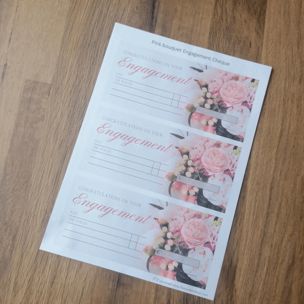 Engagement Gift Cheque