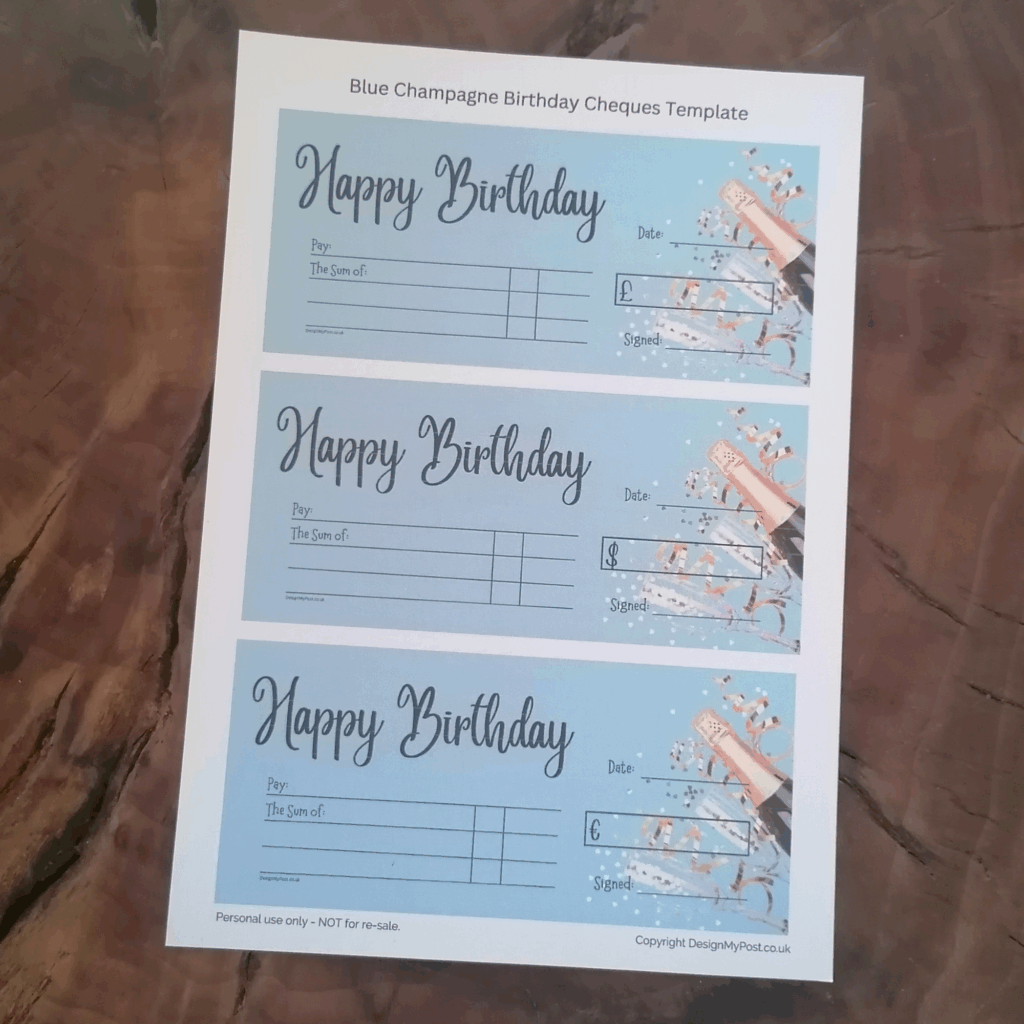 Blank Birthday cheque
