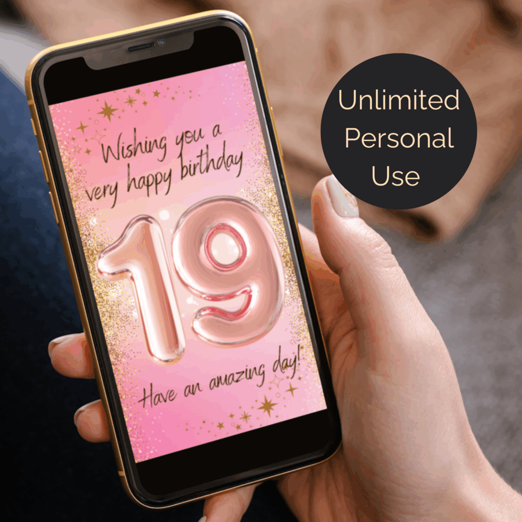 19th Birthday ecard in pink