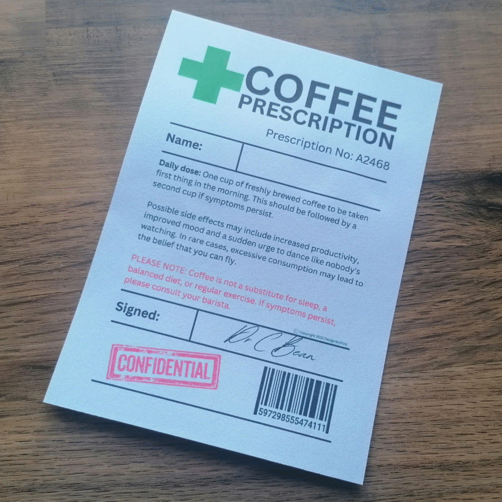 Coffee Prescription Label