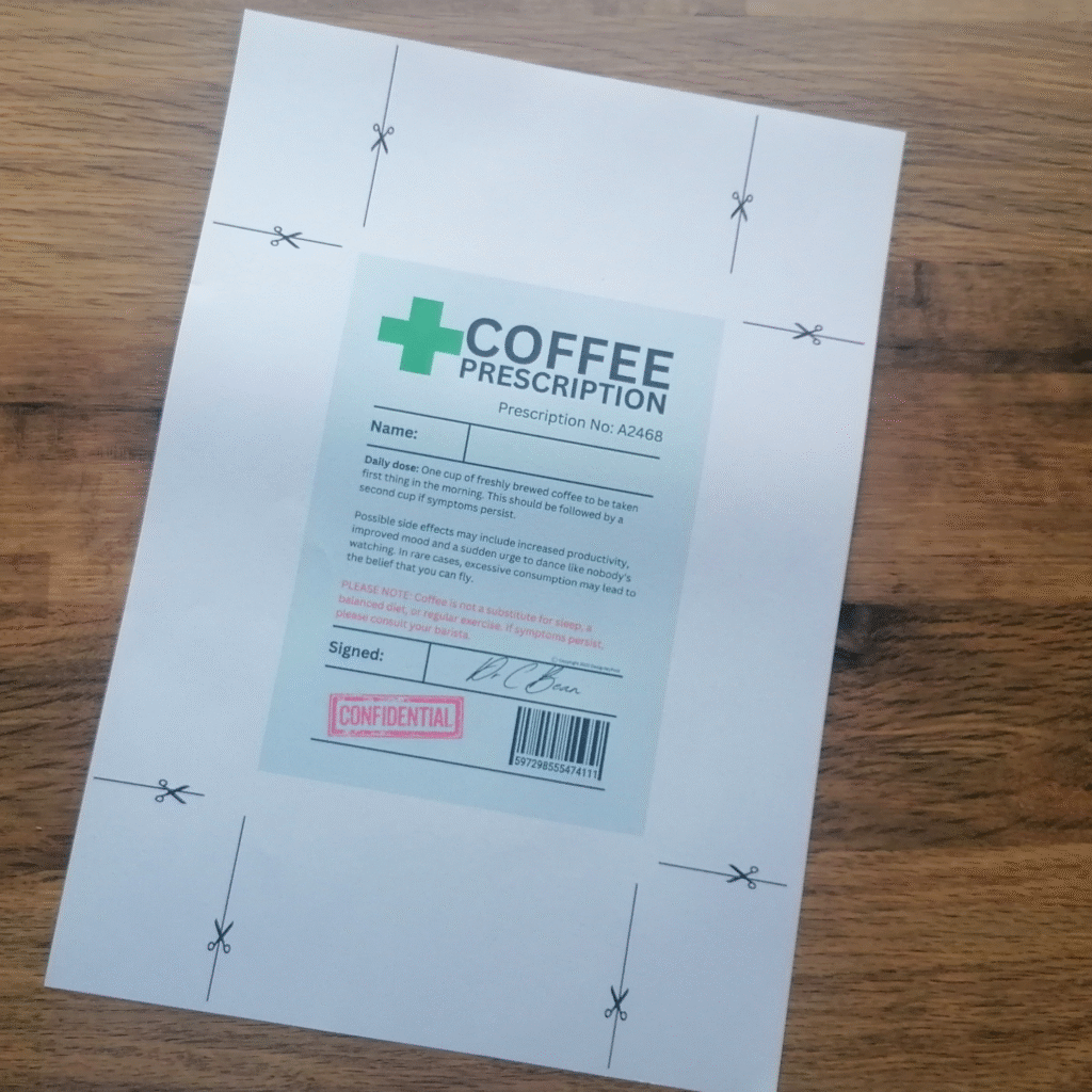 Coffee Prescription Label
