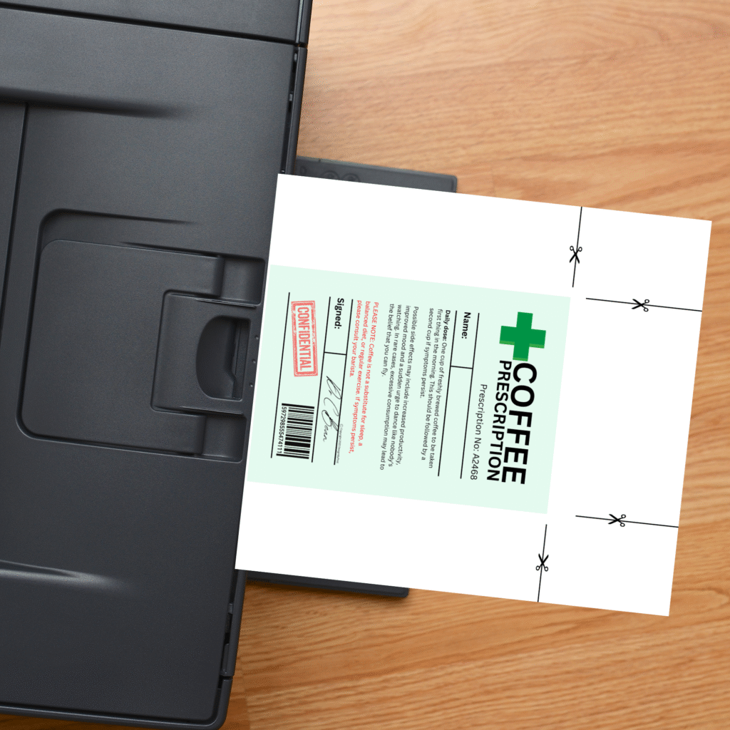 Coffee Prescription Label