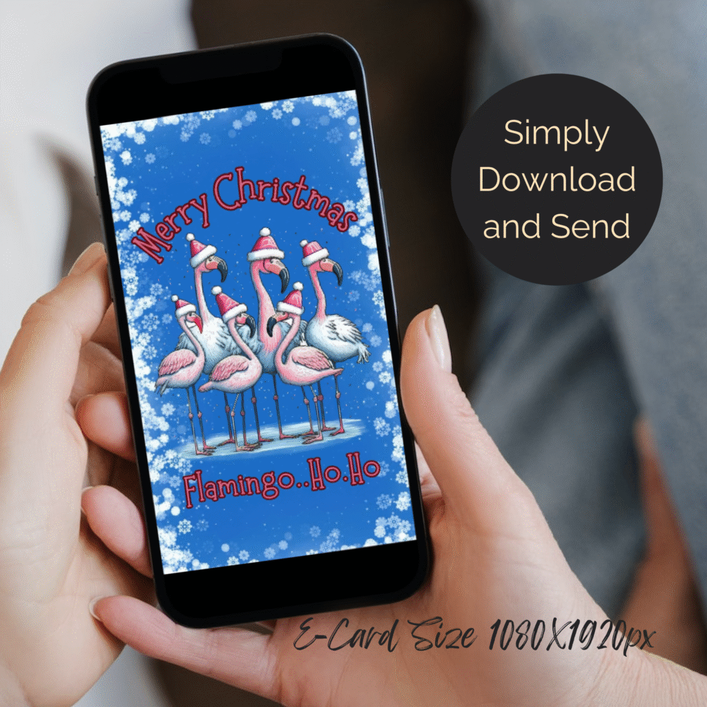Christmas Ecard flamingos