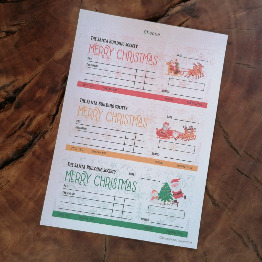 Blank Christmas Gift Cheques