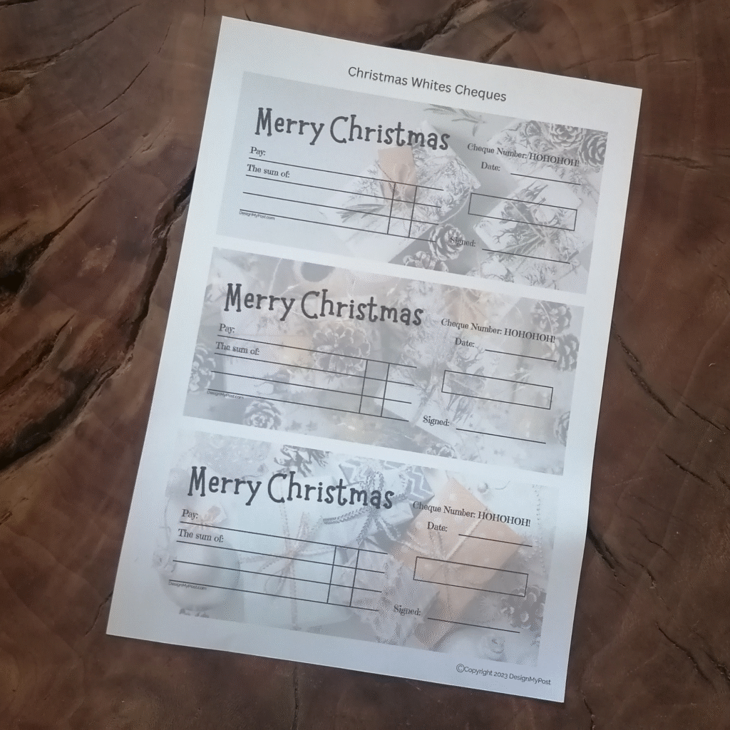 Blank Christmas Gift Cheques