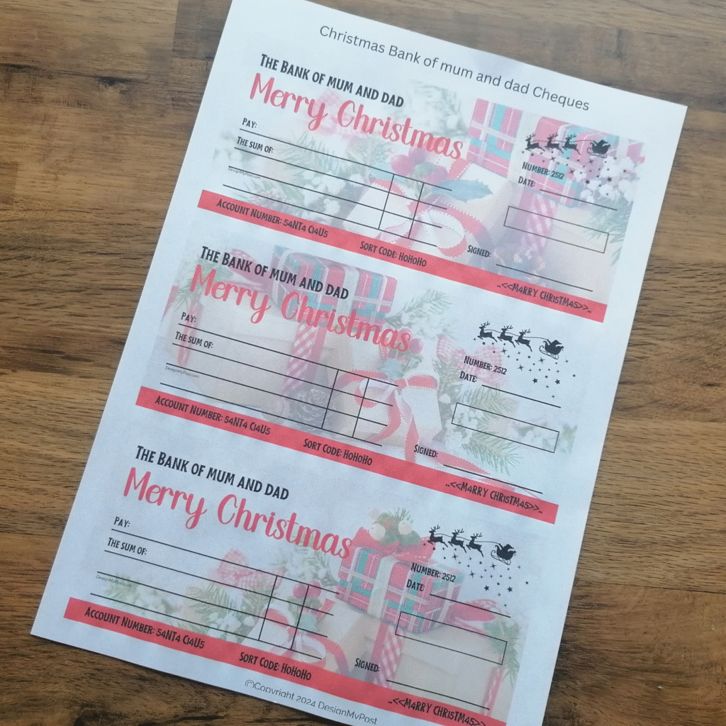 Christmas Gift Cheque