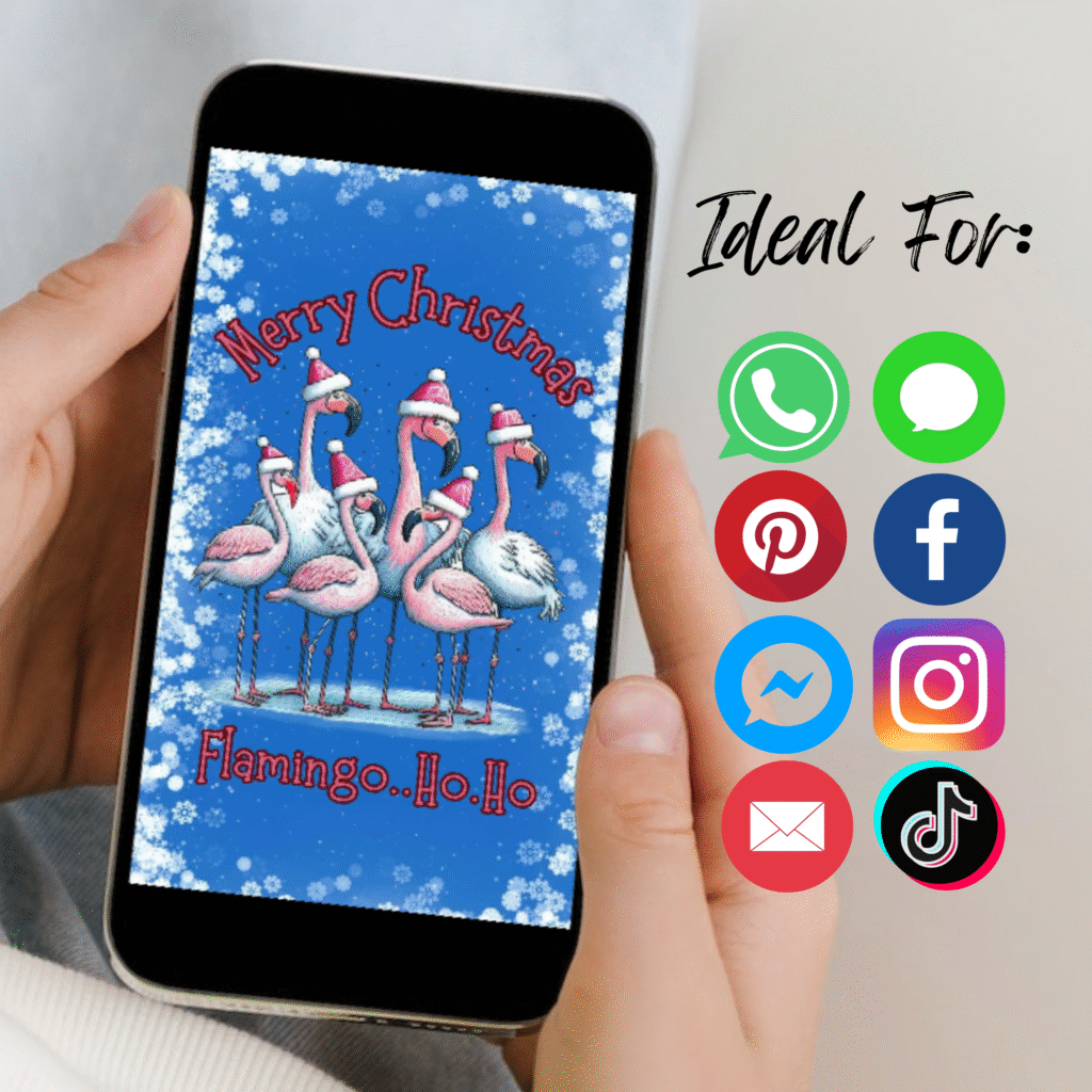 Christmas Ecard flamingos