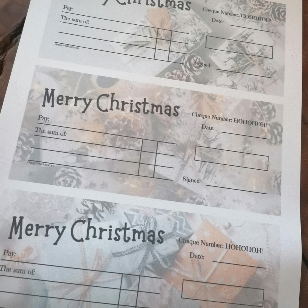 Christmas Gift Cheques