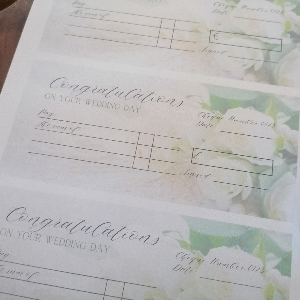 Wedding Gift Cheque