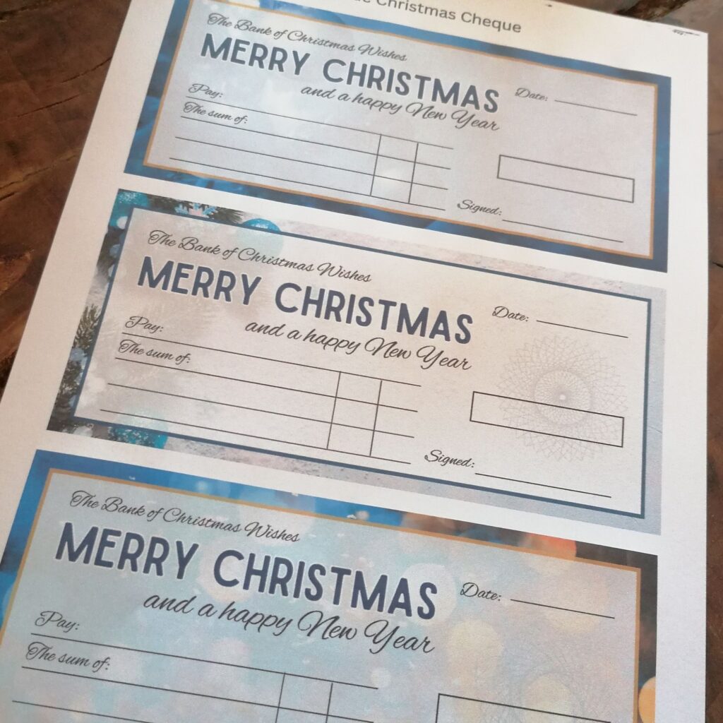 Christmas Gift Cheque
