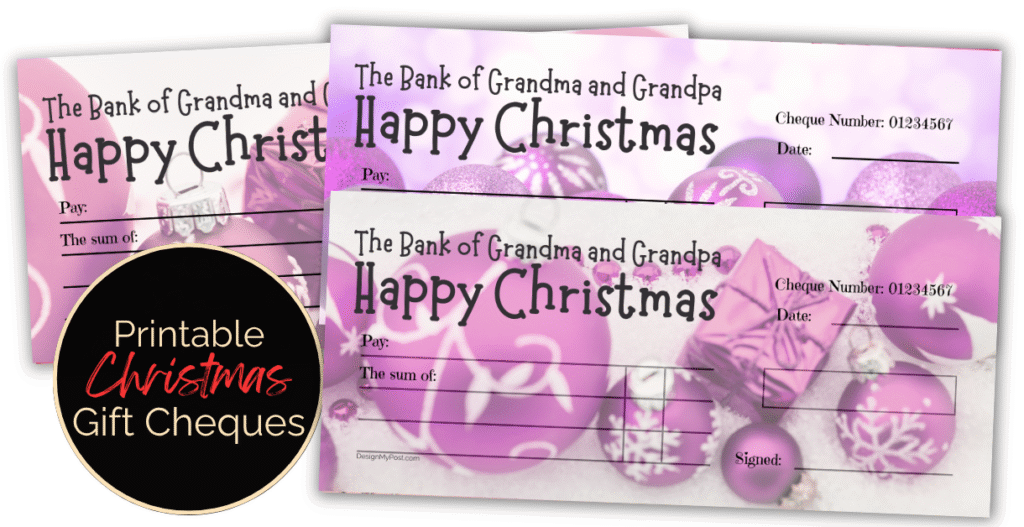 Bank of grandma and grandpa christmas cheque