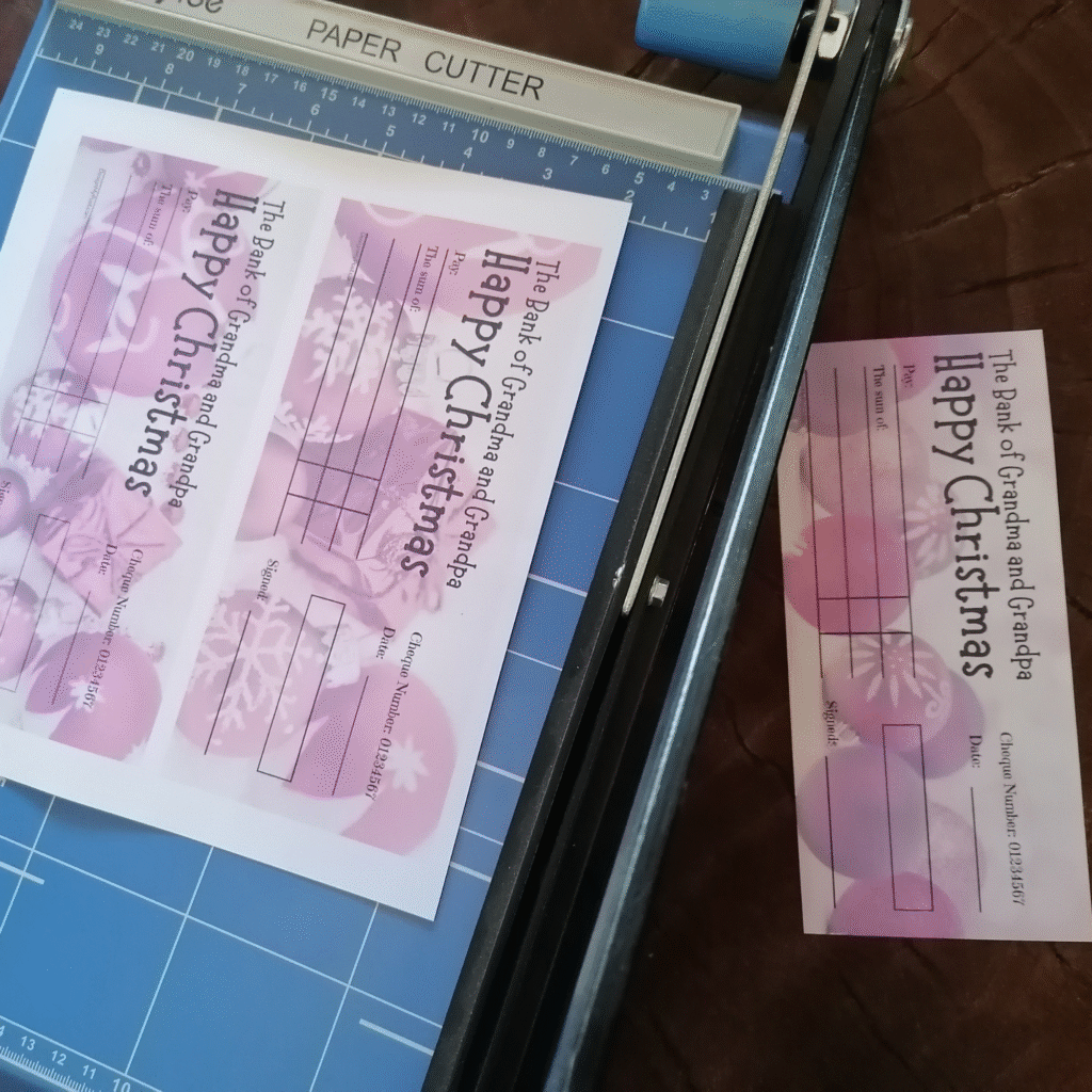 Bank of grandma & grandpa christmas cheque