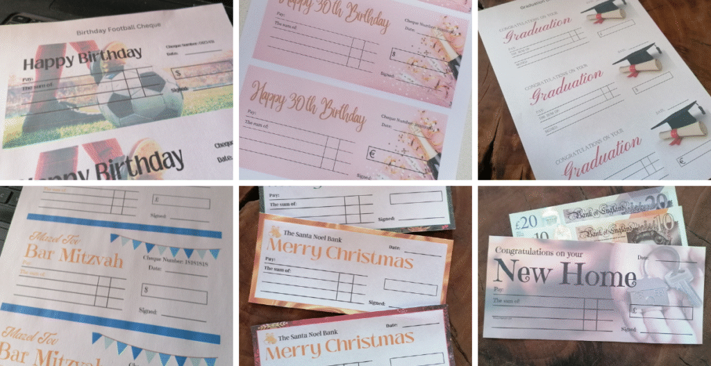 Blank Gift Cheques