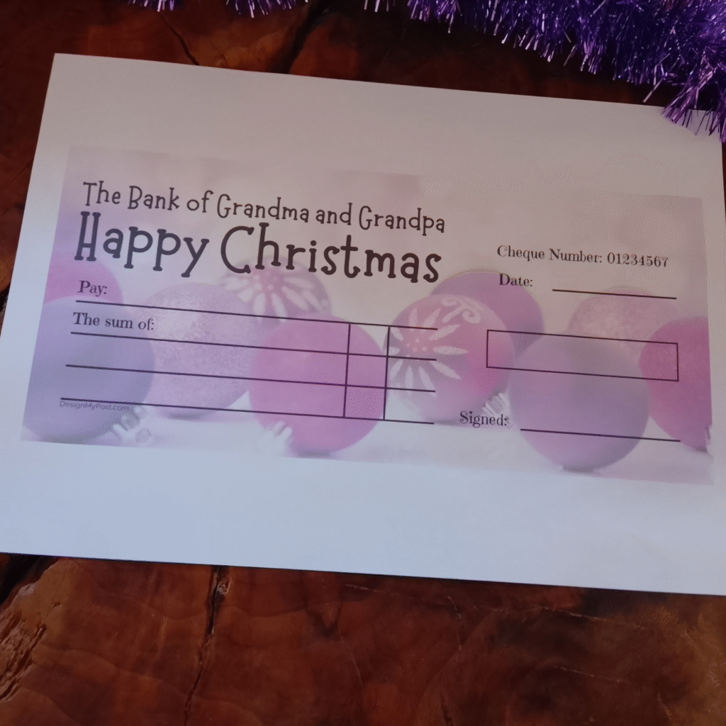 big Grandparents Christmas Cheque