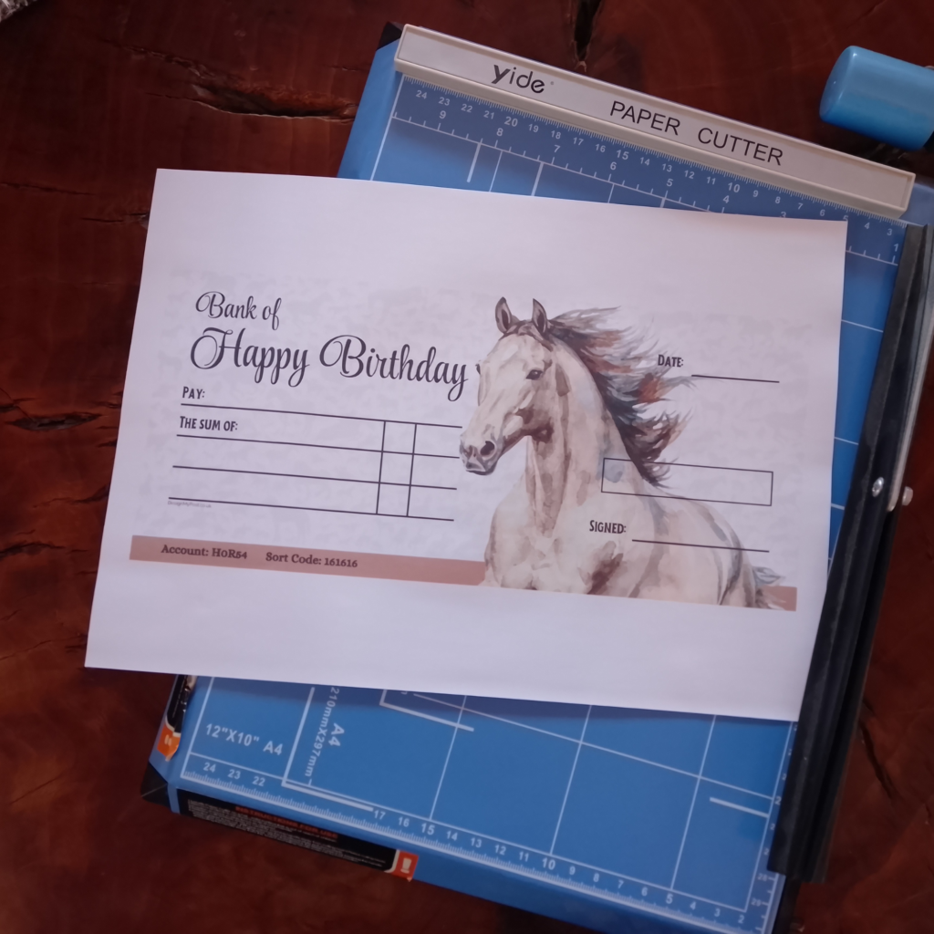 Horse Birthday Cheque