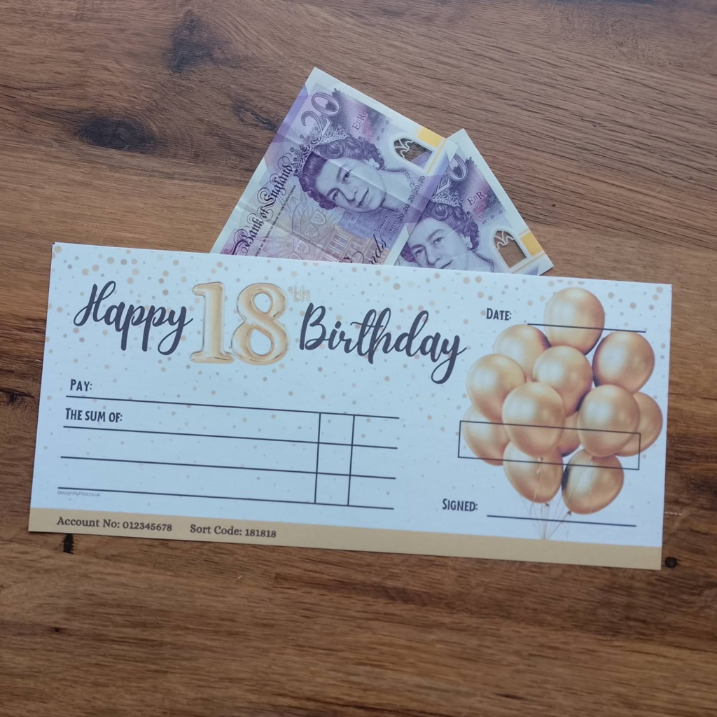 18th Birthday Gift Cheque