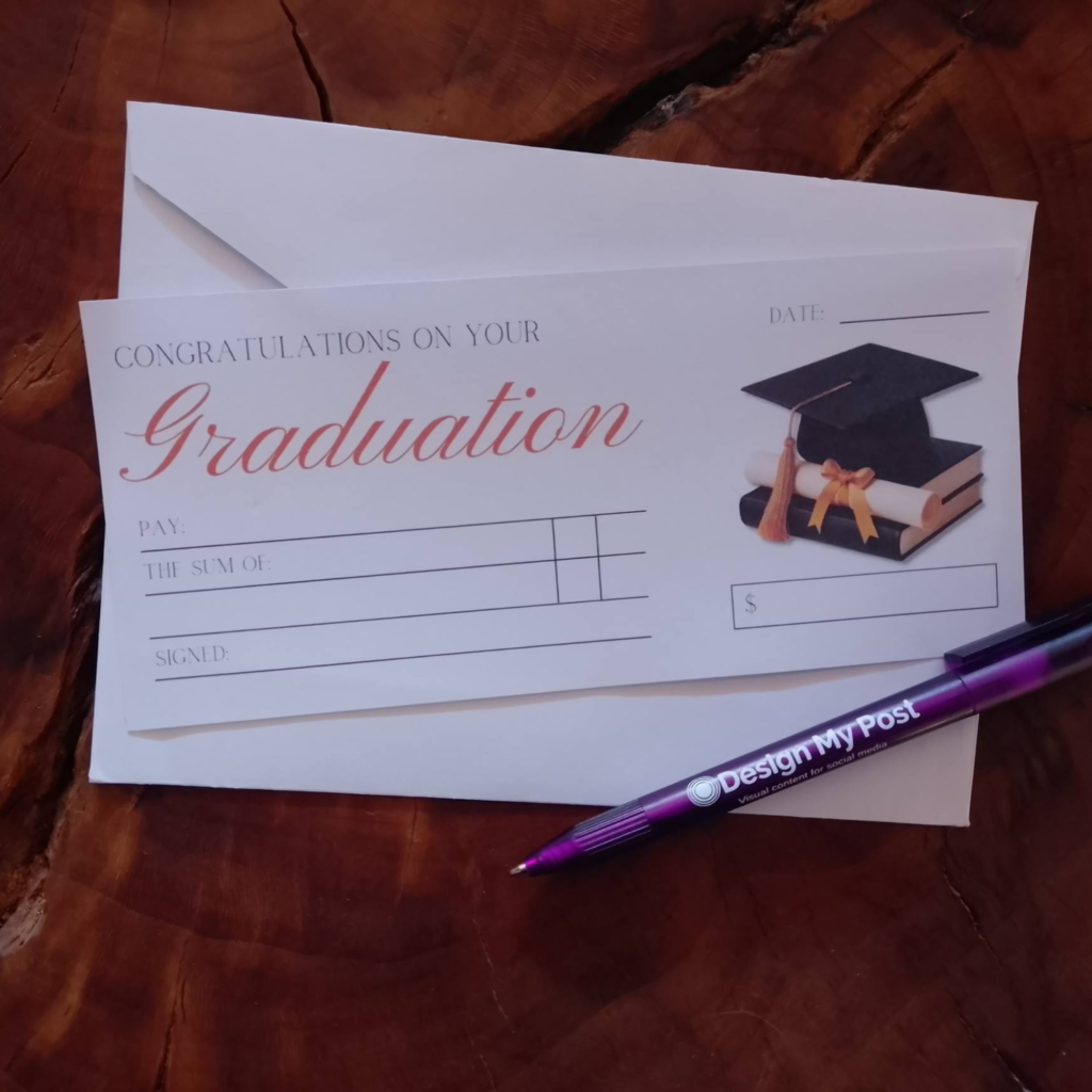 Graduation Cheque in dollars