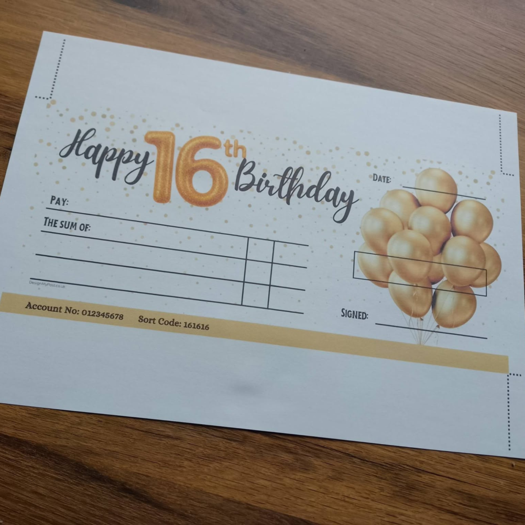 Printable16th Birthday Cheque