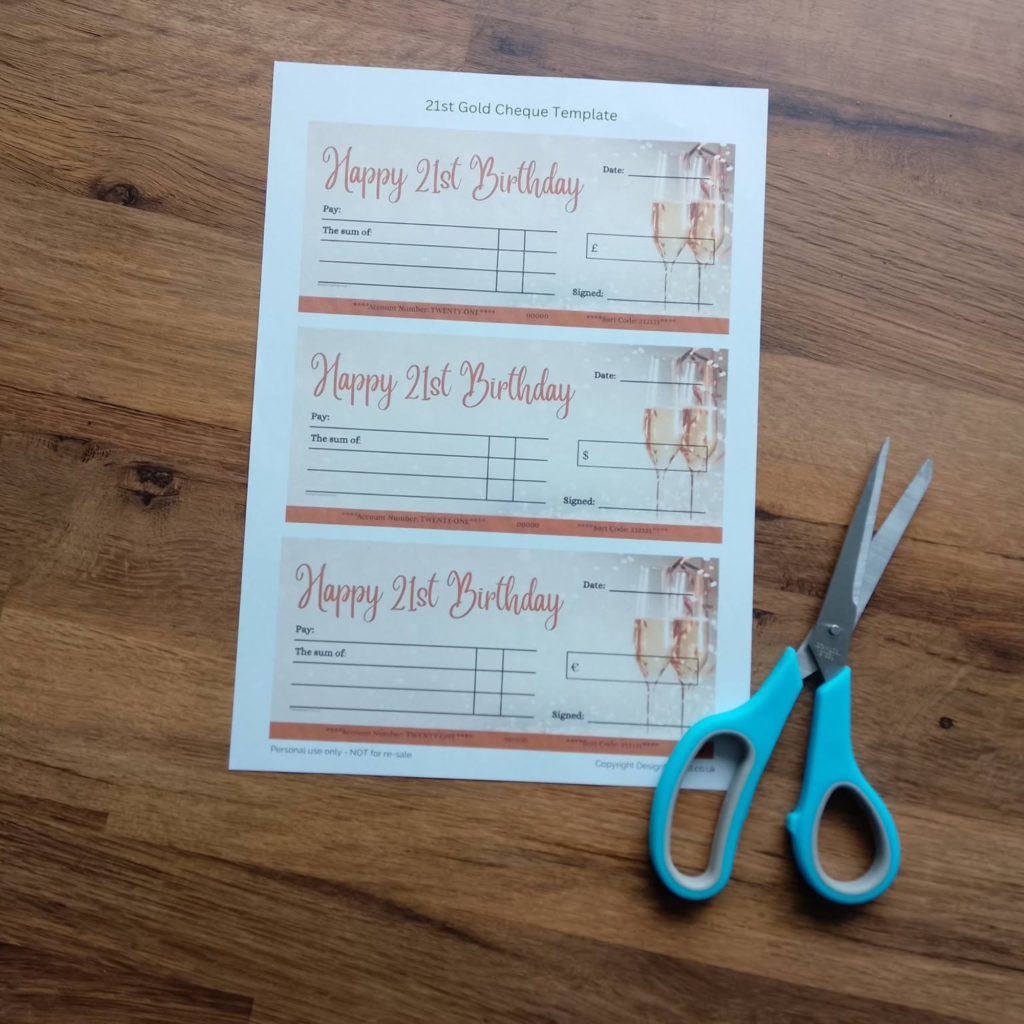21st Birthday Cheque