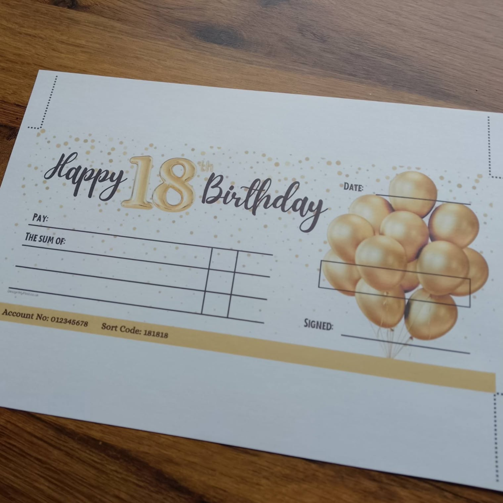 18th Birthday Cheque