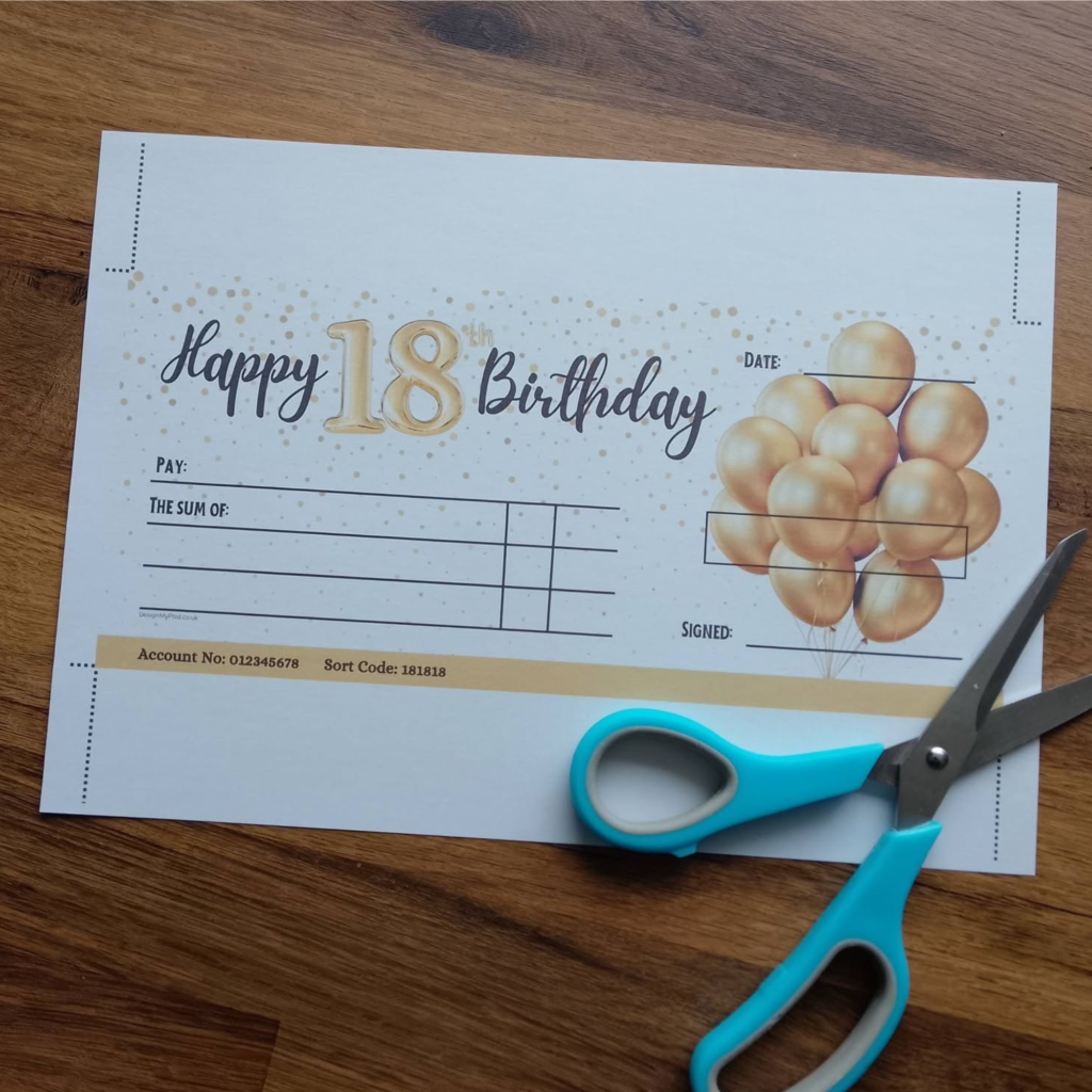 Printable 18th Birthday Cheque