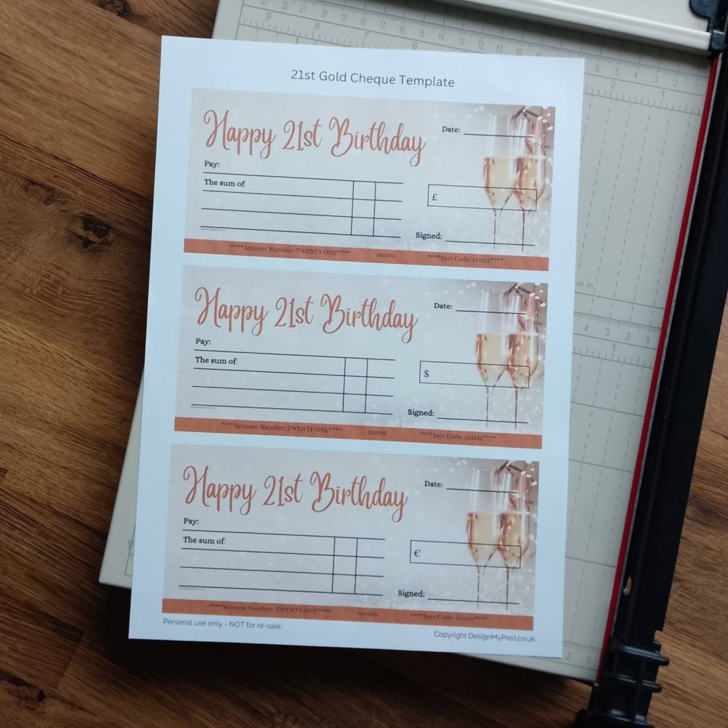 21st Birthday Cheque