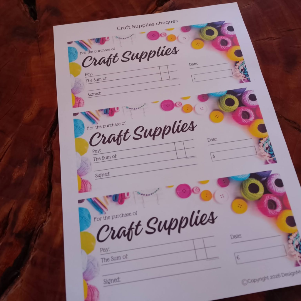 Craft Supplies Cheque