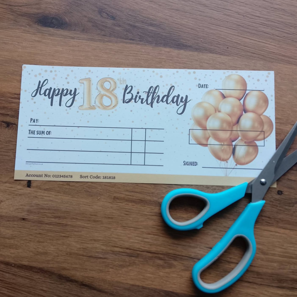 Gold 18th Birthday Cheque