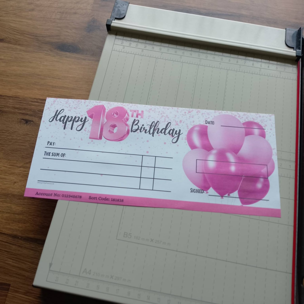 Large Pink 18th Birthday Cheque