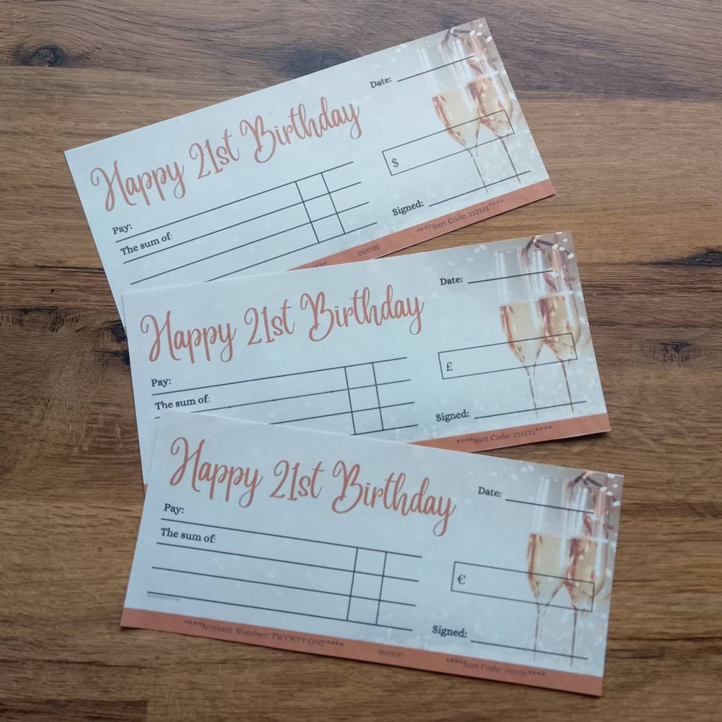 Printable 21st Birthday Cheque