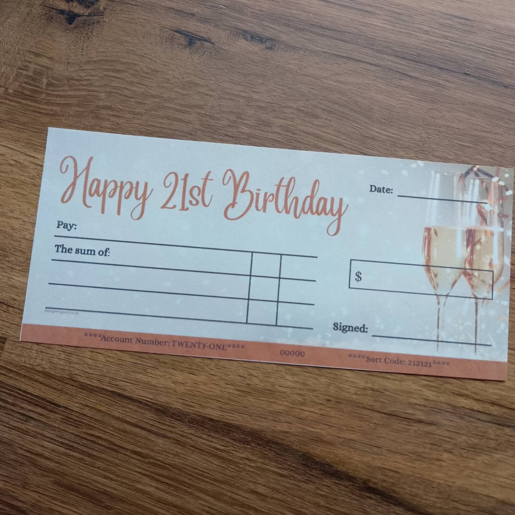 21st Birthday Cheque