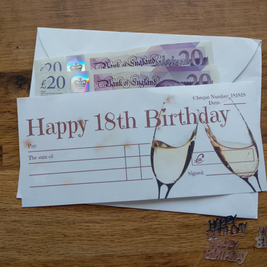 18th Birthday Cheque gift