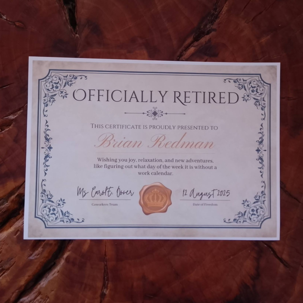Retirement Certificate