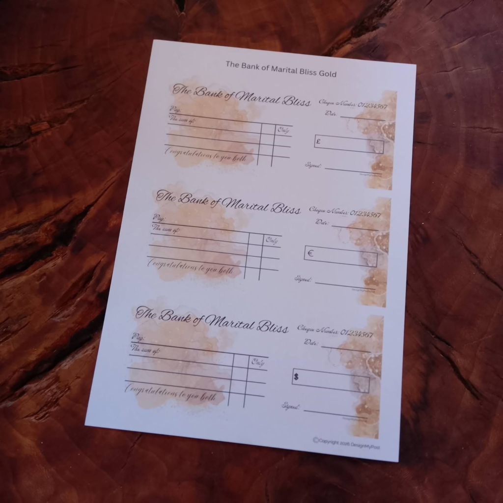 Wedding Gift Cheque