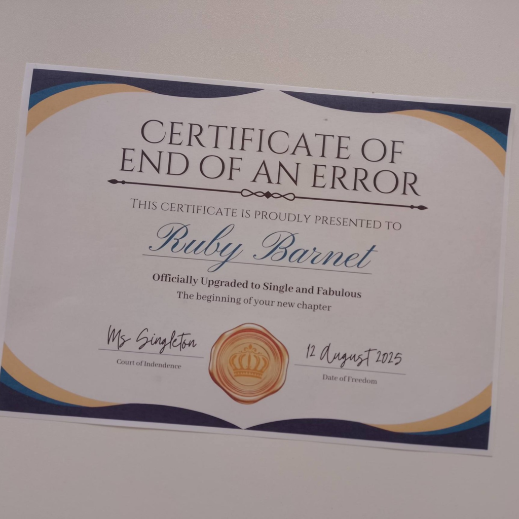 End of an error Divorce Certificate
