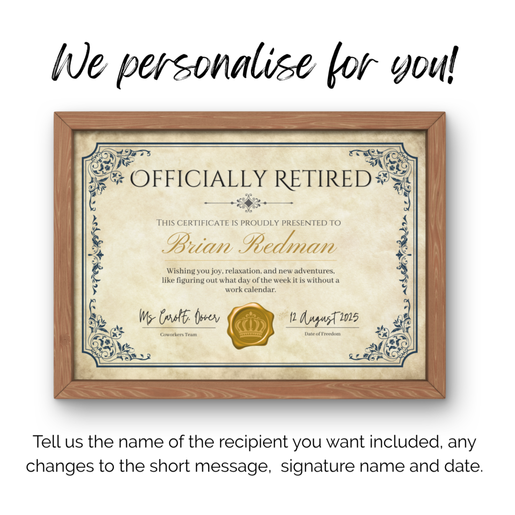 Custom Retirement Certificate