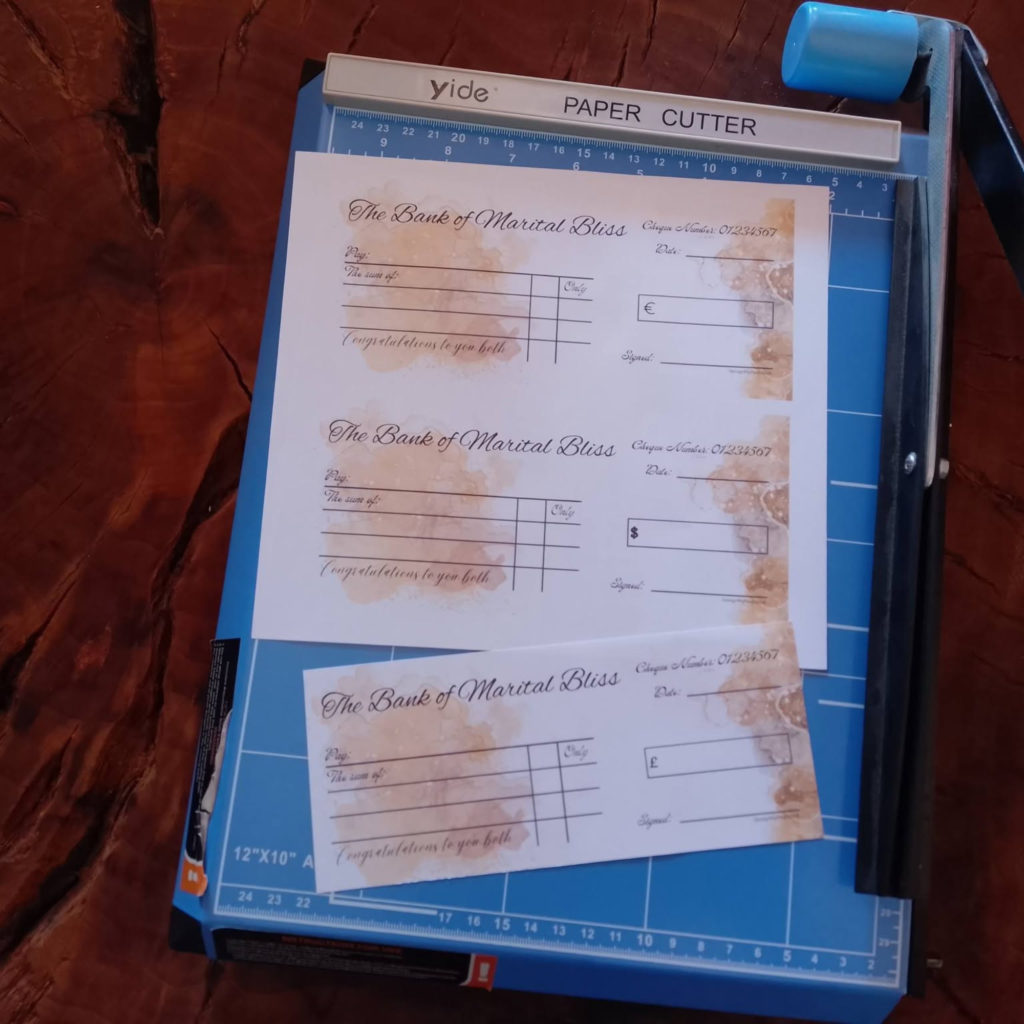 Wedding Gift Cheque in euros