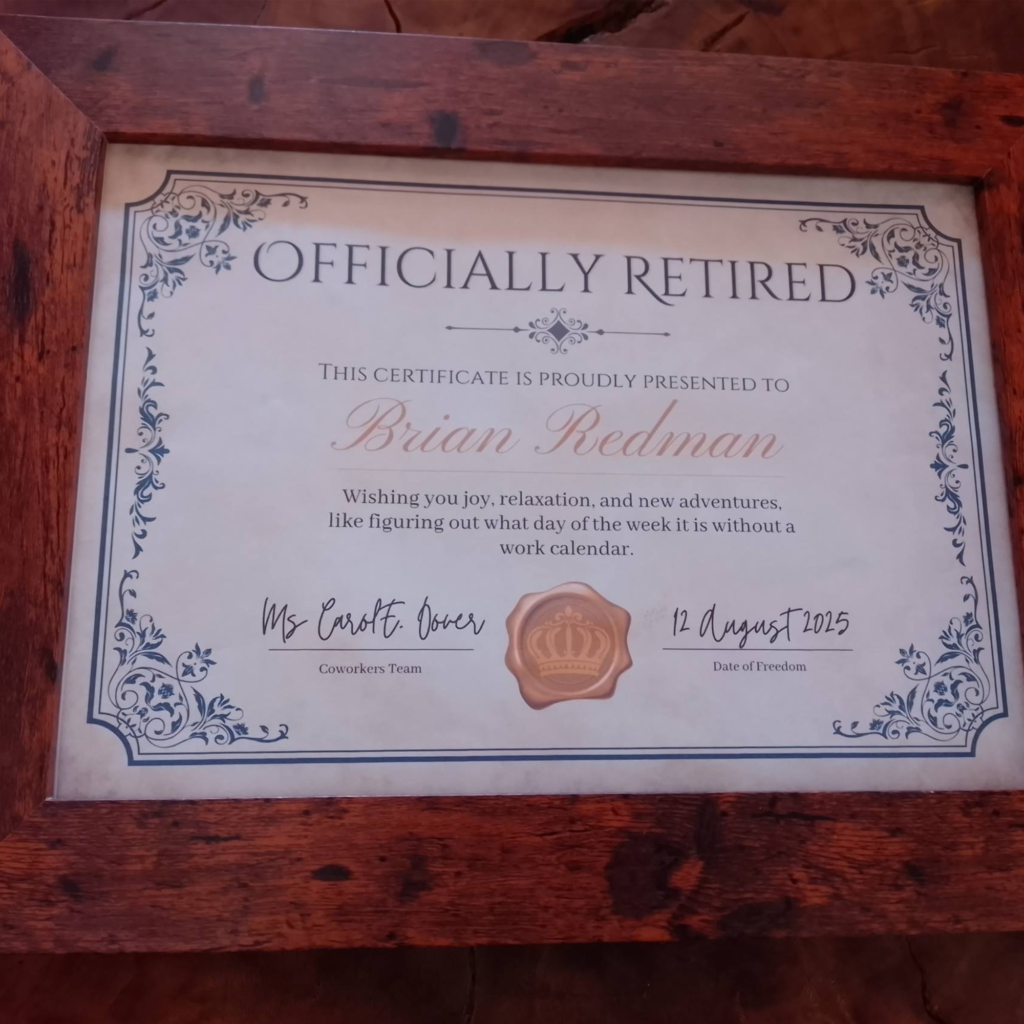 Retirement Certificate