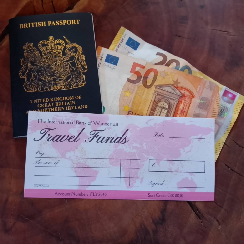 Travel Funds Cheque in euros