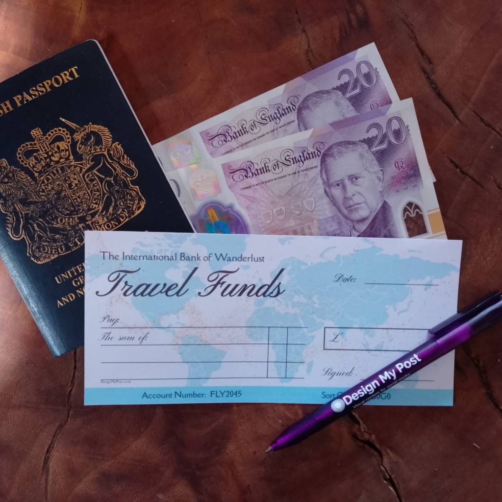Travel Funds Cheque in pounds