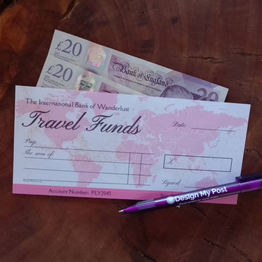 Travel Funds Cheque in pounds