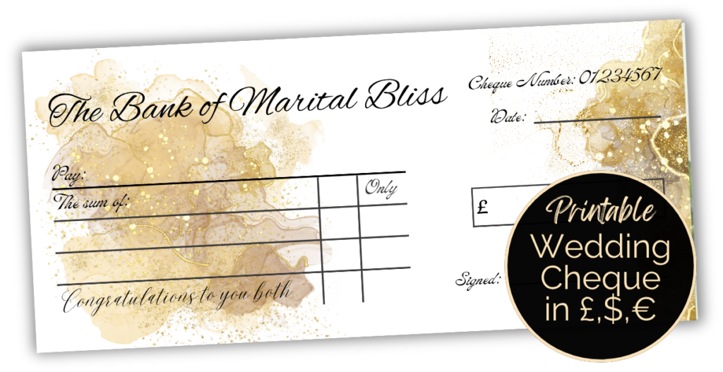 Wedding Gift Cheque