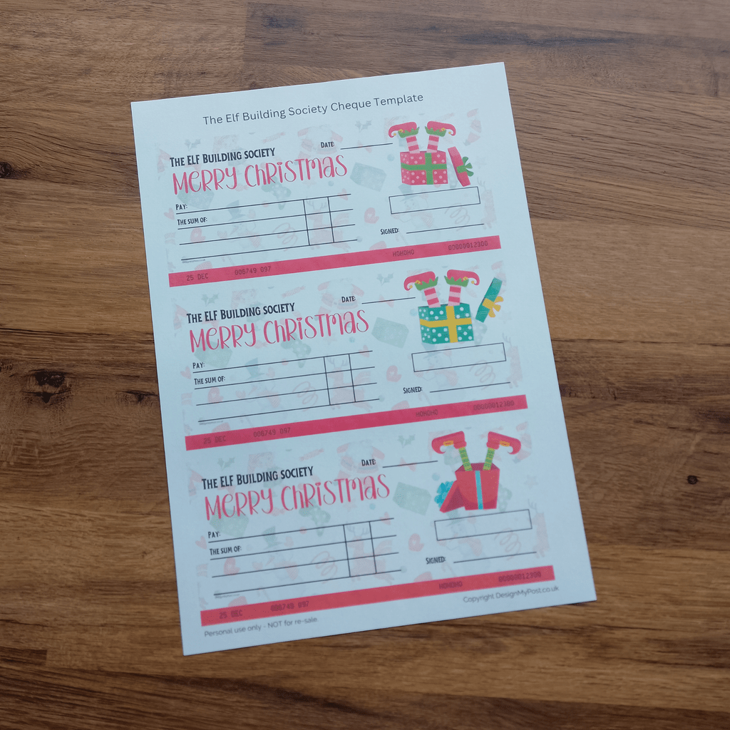 Printable Elf Christmas Cheques