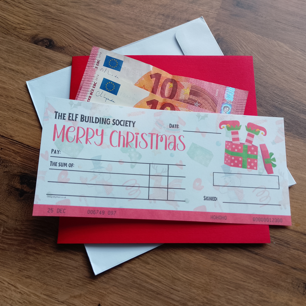 Festive christmas cheque